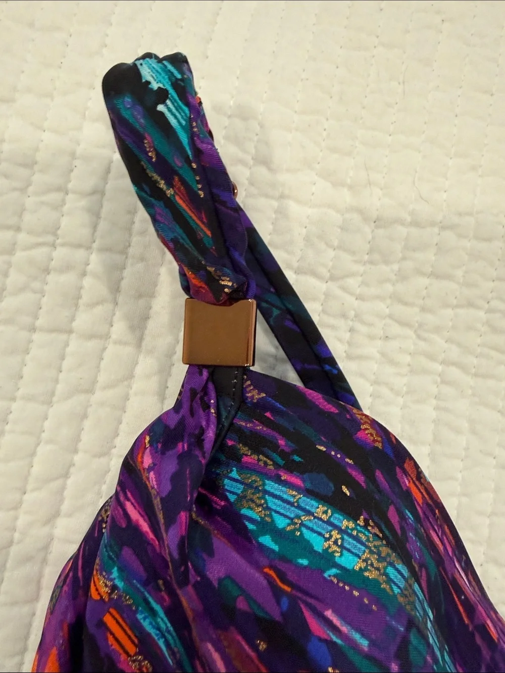 NWT Miraclesuit Dark Purple Multi-Print Ruched One-Piece Swimsuit sz 6